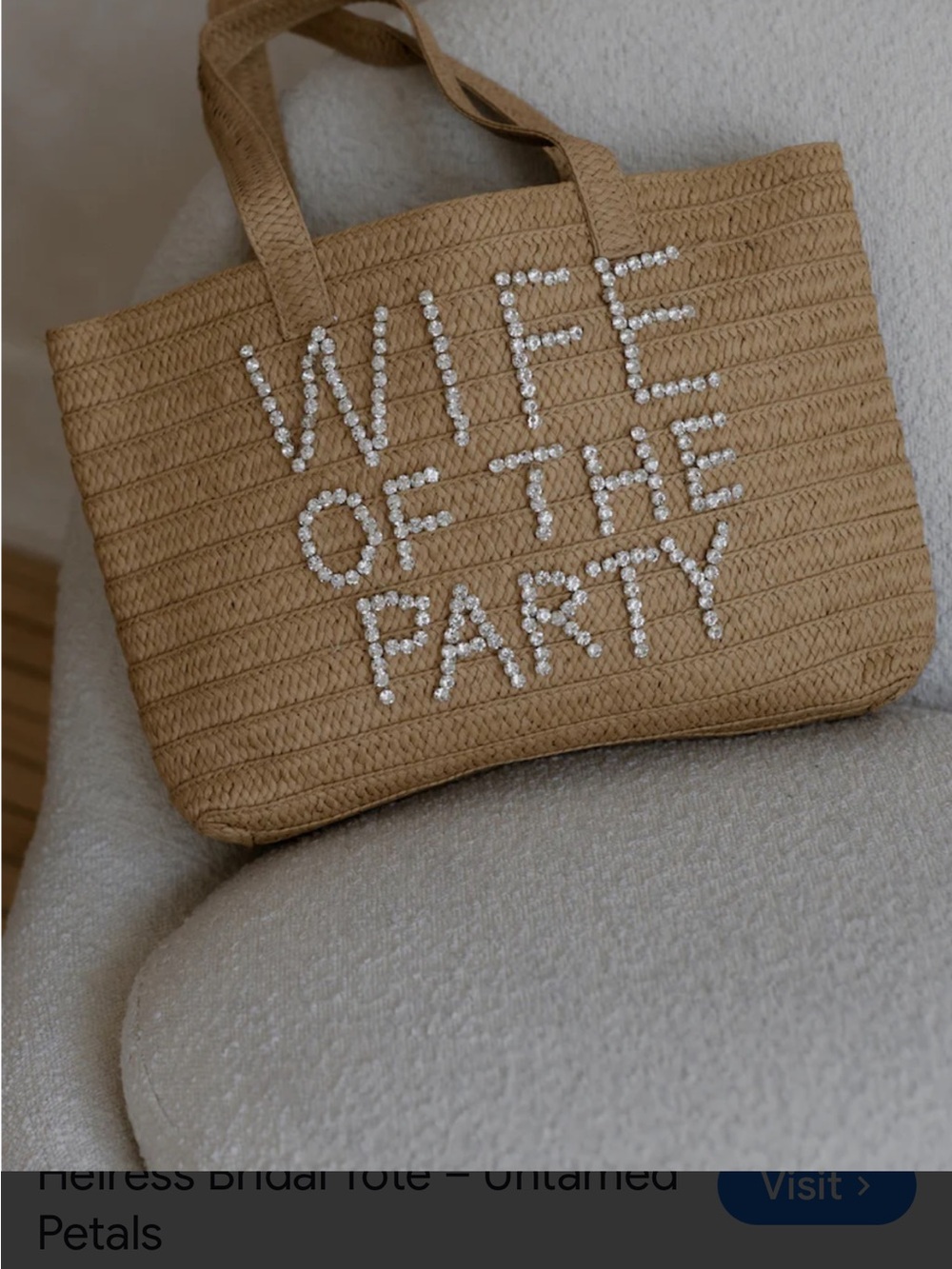 "Wife of the Party' Straw Tote - Tan